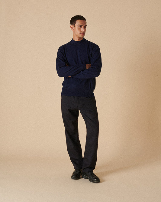 Merino High Neck Crew Ink