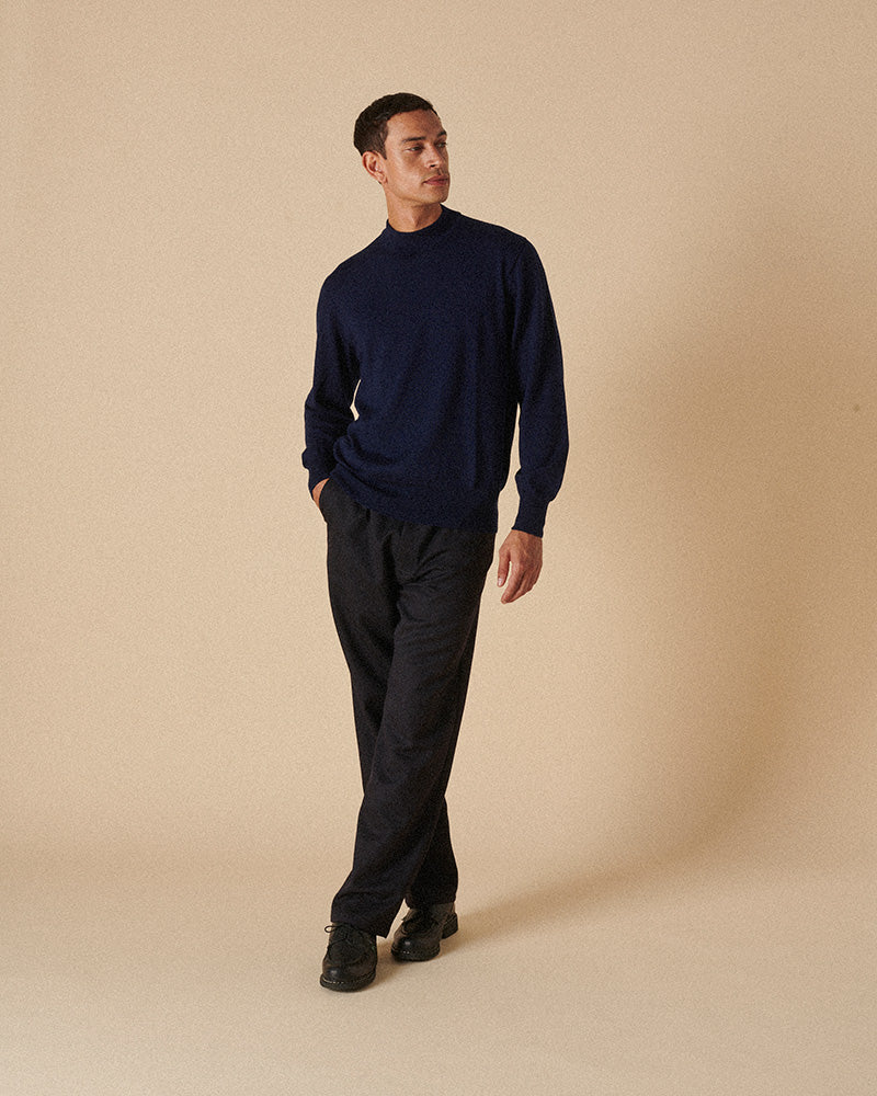 Merino High Neck Crew Ink
