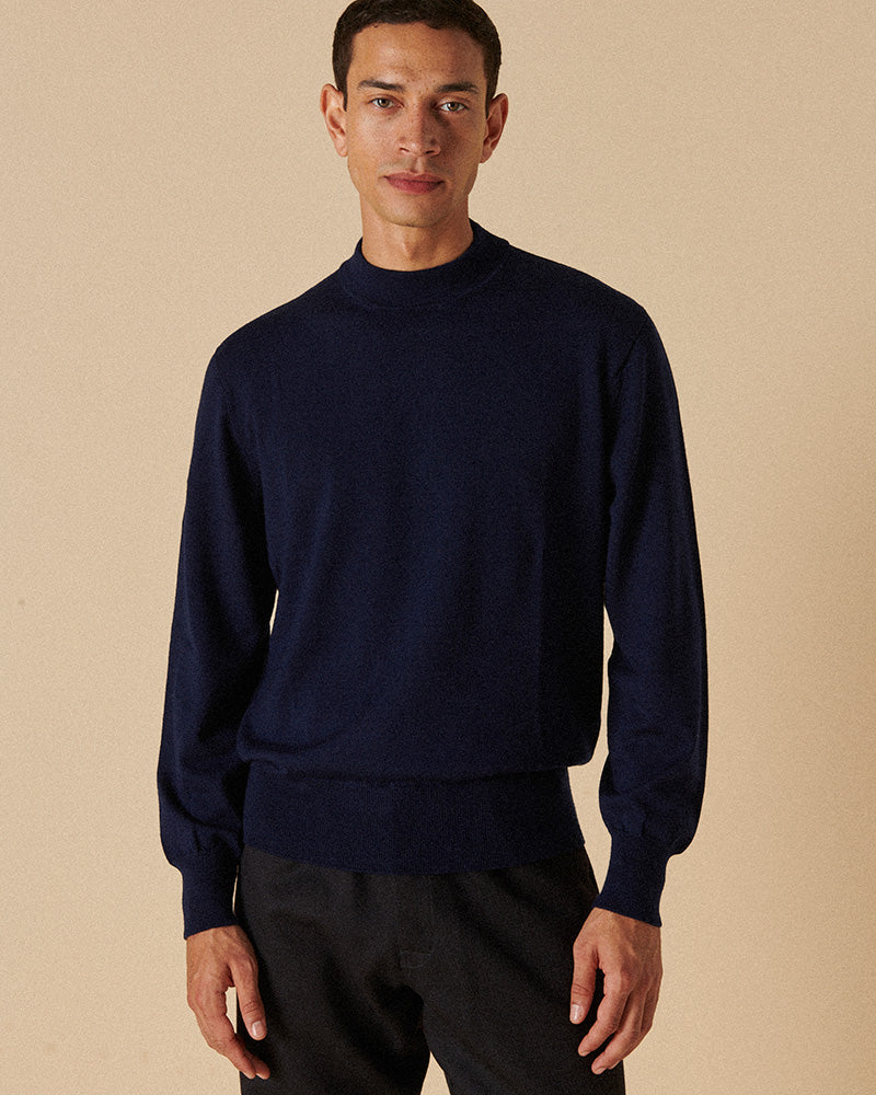 Merino High Neck Crew Ink