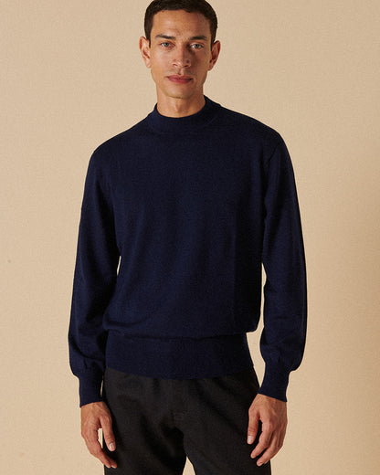 Merino High Neck Crew Ink