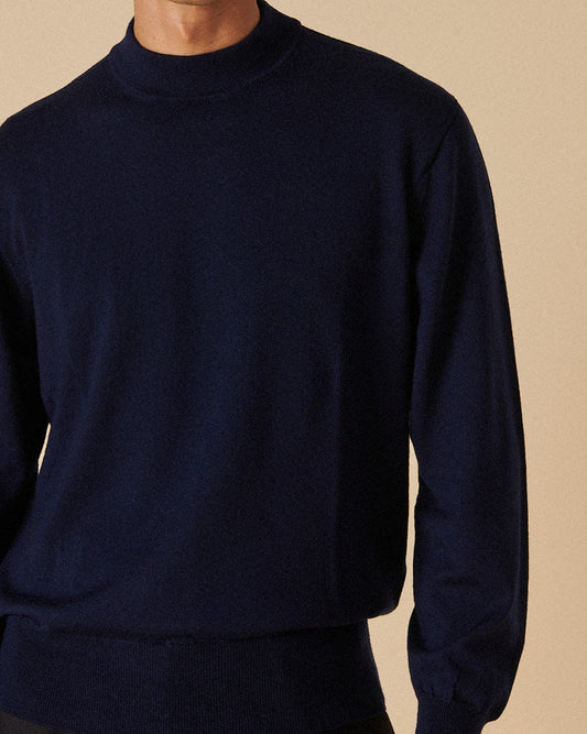 Merino High Neck Crew Ink