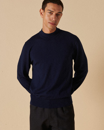 Merino High Neck Crew Ink