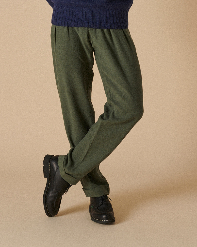 Double Pleated Trouser Dusty Green