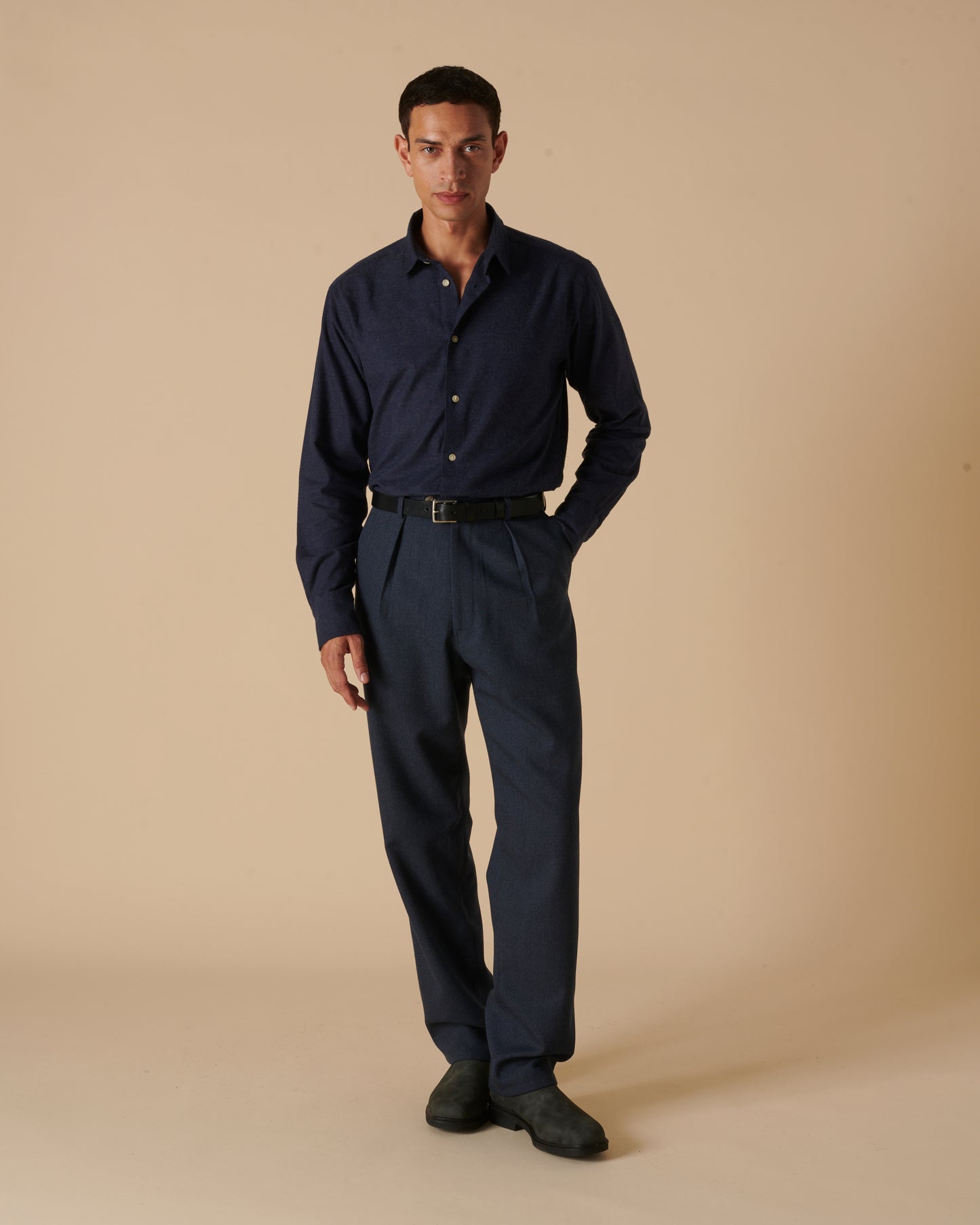 Wool Straight Leg Trousers Airforce