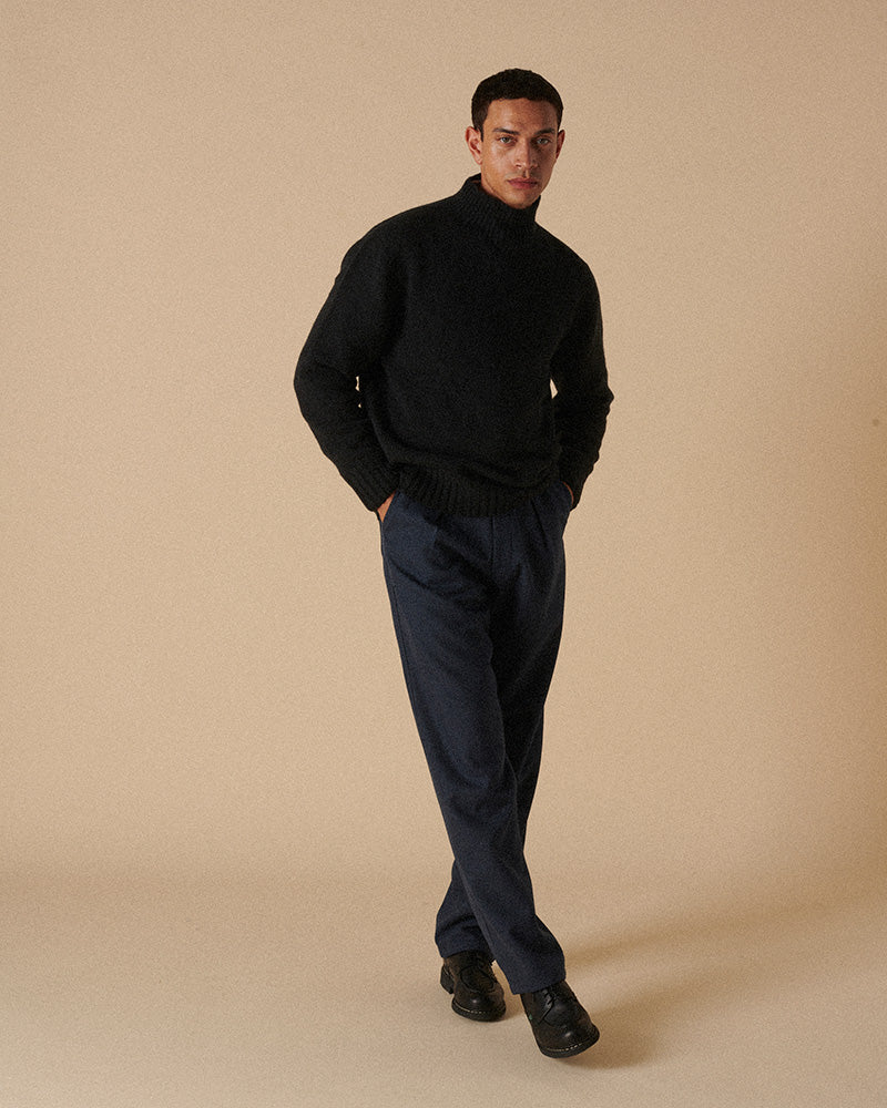Super Geelong Mock Neck Melange Black