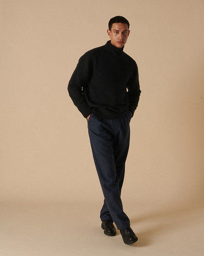Super Geelong Mock Neck Melange Black
