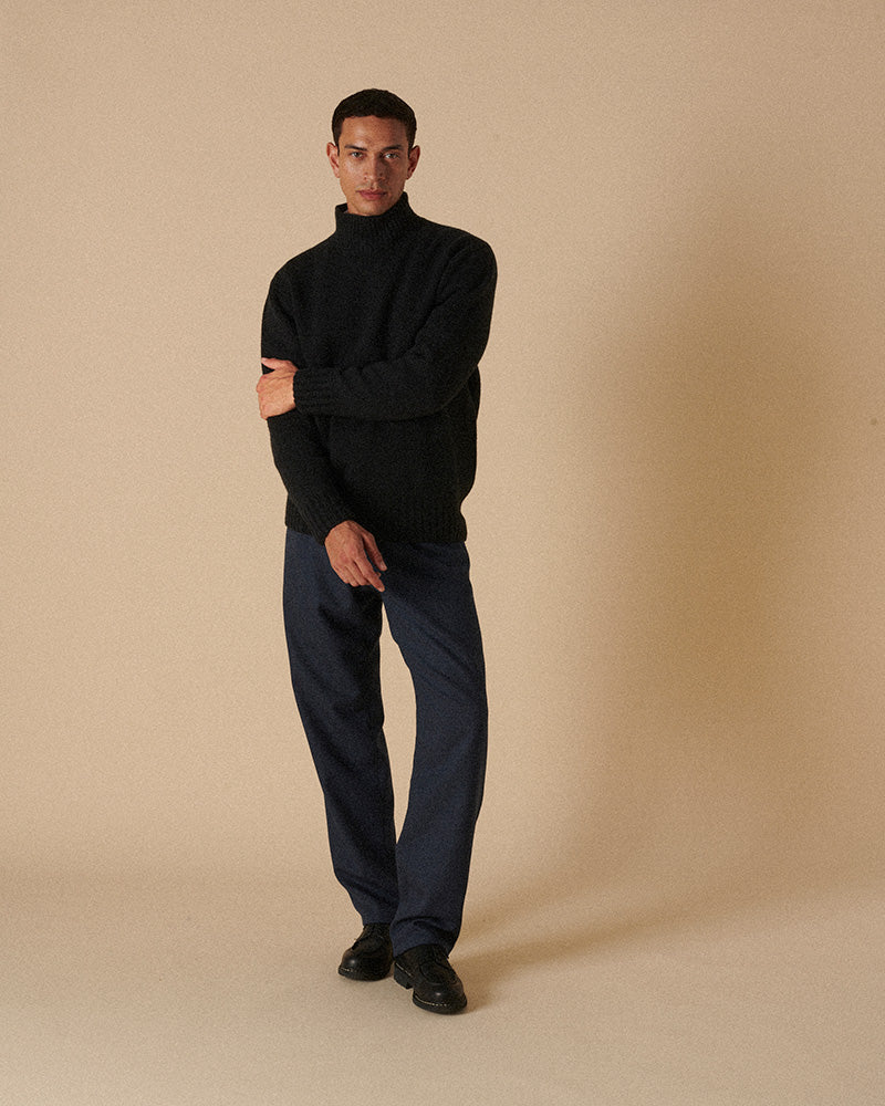 Super Geelong Mock Neck Melange Black