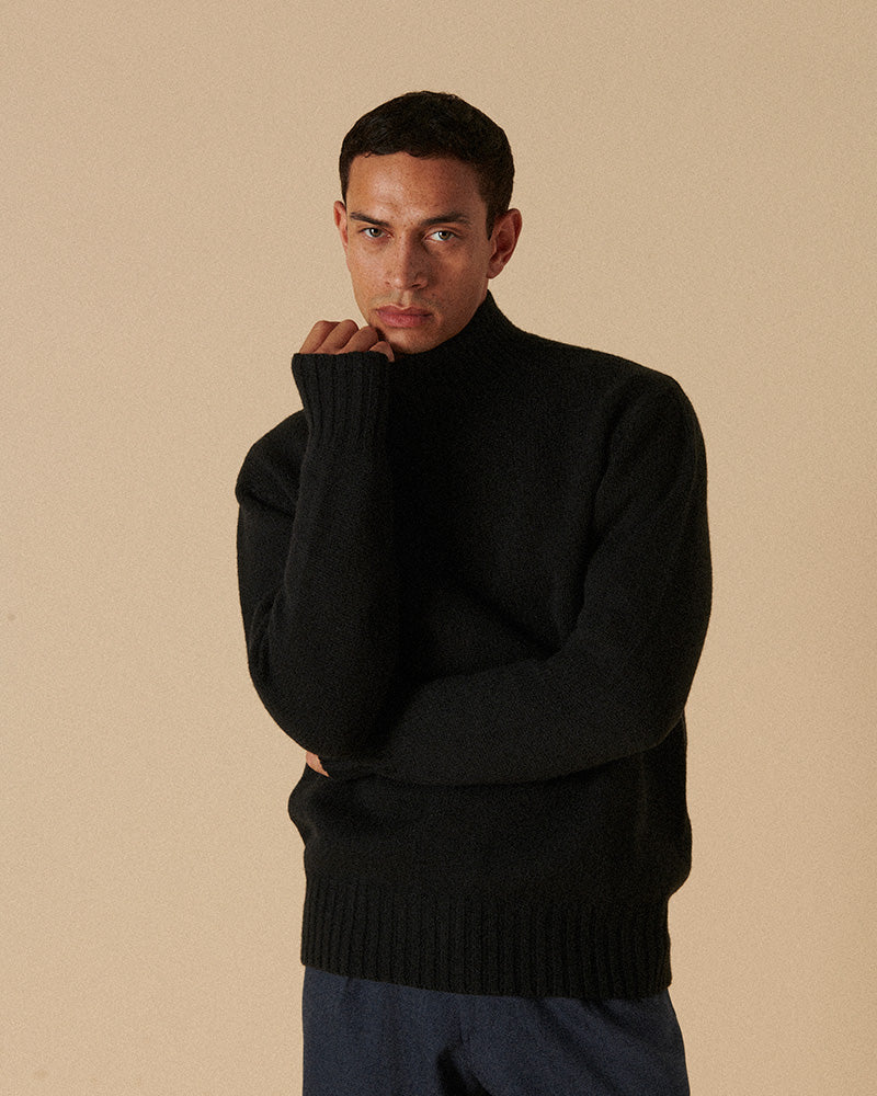 Super Geelong Mock Neck Melange Black