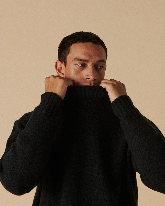 Super Geelong Mock Neck Melange Black