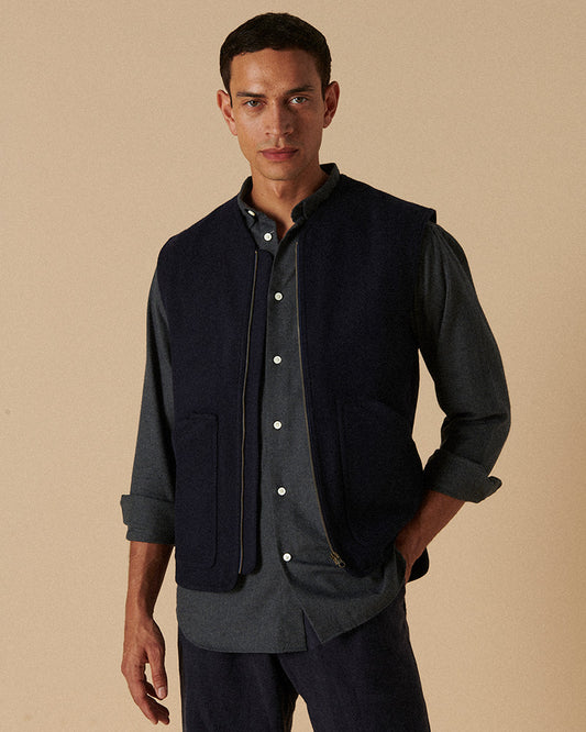 Heavy Wool Gilet Midnight