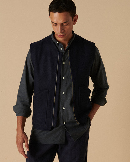 Heavy Wool Gilet Midnight