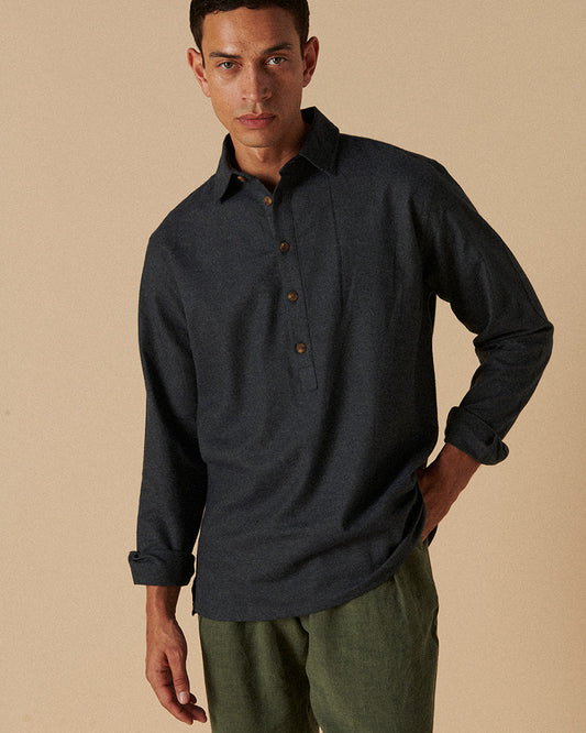 Cotton & Cashmere Long Sleeve Smock Flint Twill