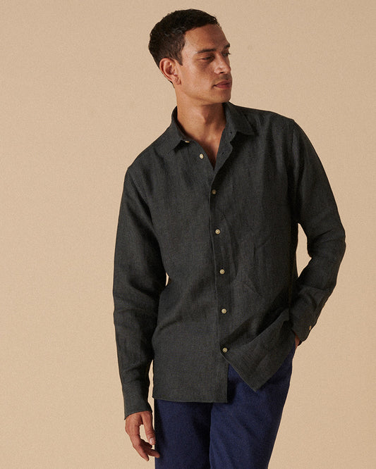 Heavy Linen Signature Charcoal Yarn-Dye