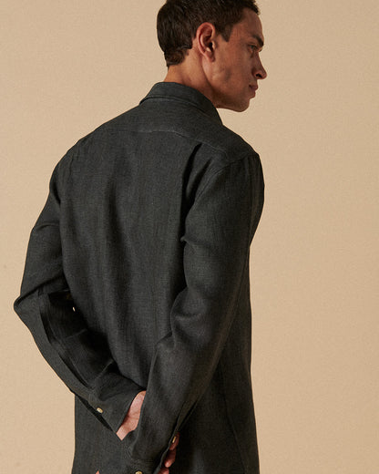 Heavy Linen Signature Charcoal Yarn-Dye