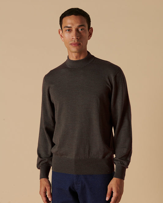 Merino High Neck Crew Mink