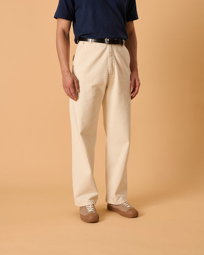 Organic Denim Wide Leg Jeans Ecru