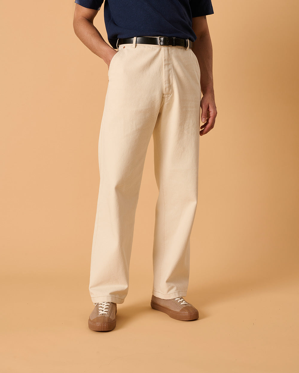 Organic Denim Wide Leg Jeans Ecru