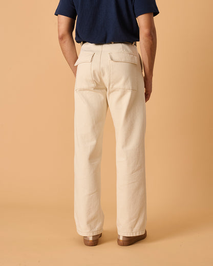 Organic Denim Wide Leg Jeans Ecru