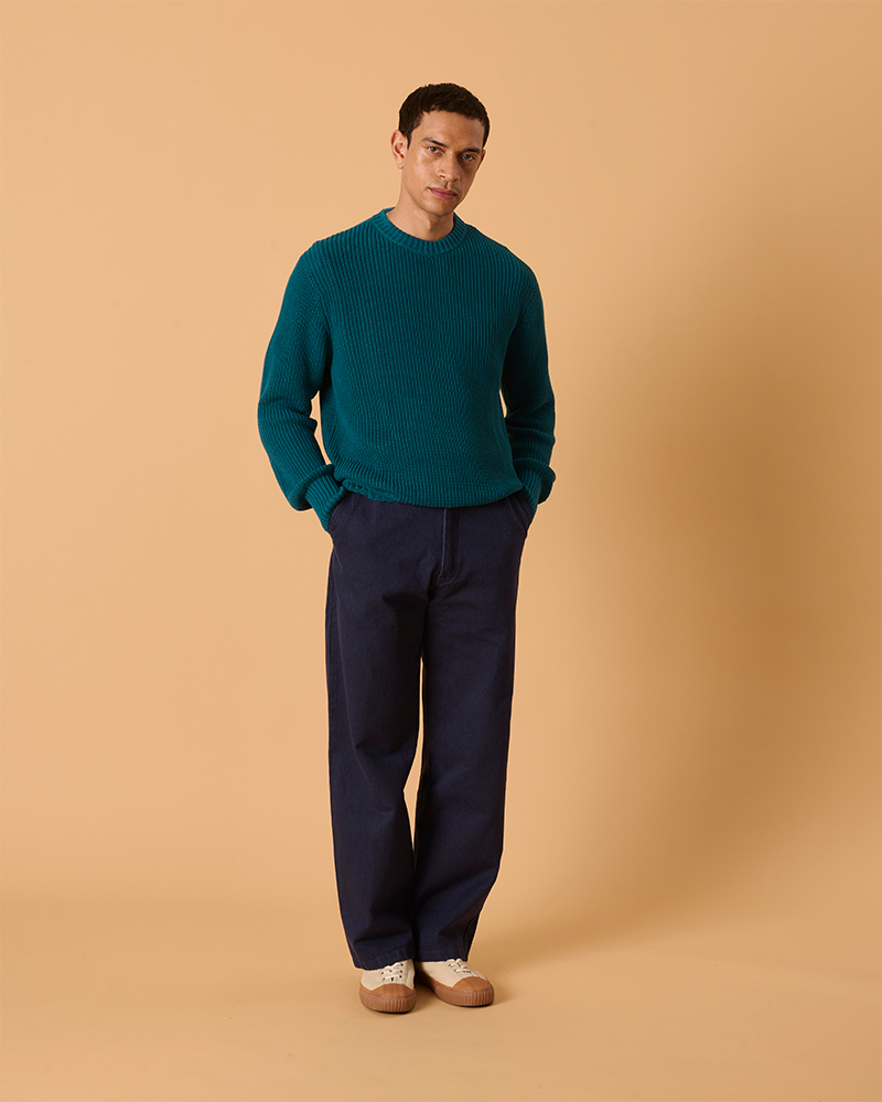 Cotton Fishermans Jumper Deep Teal