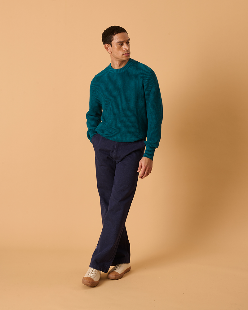 Cotton Fishermans Jumper Deep Teal