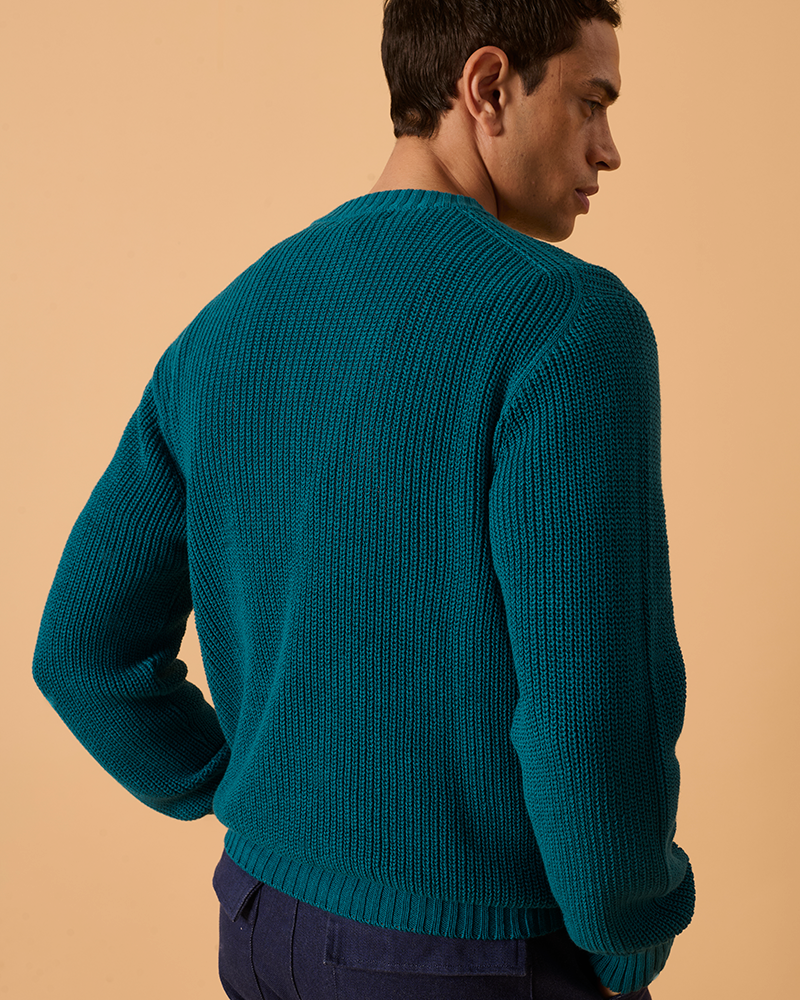 Cotton Fishermans Jumper Deep Teal