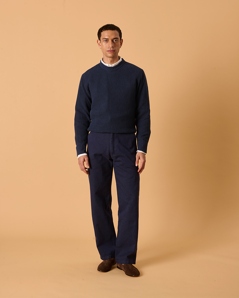 Cotton Fishermans Jumper Maine Blue