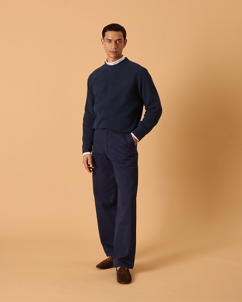 Cotton Fishermans Jumper Maine Blue