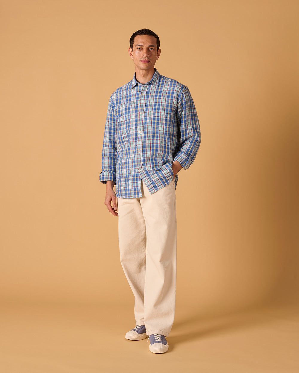 Linen Utility Overshirt Madras Check