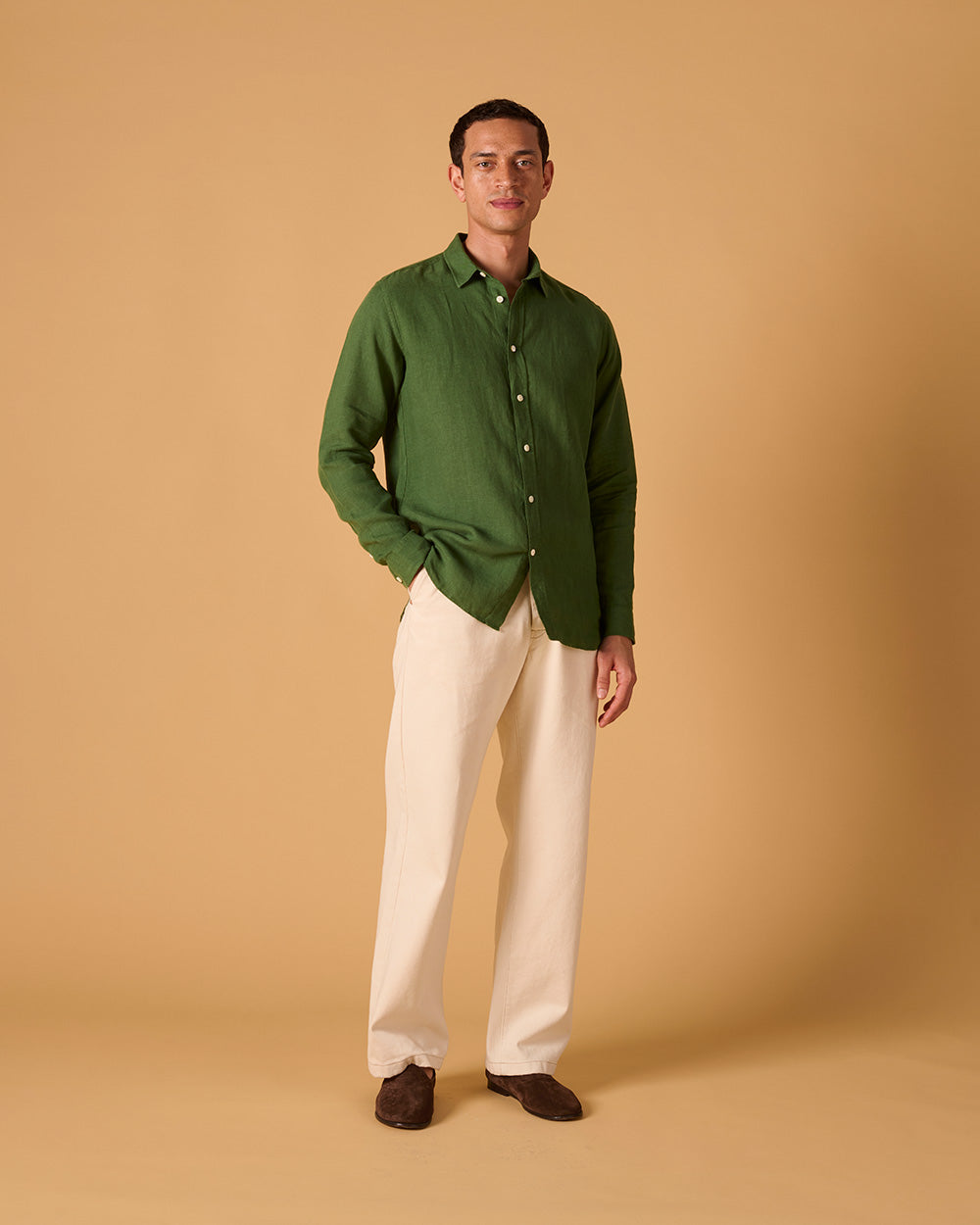Midweight Linen Signature Shirt Grass Green
