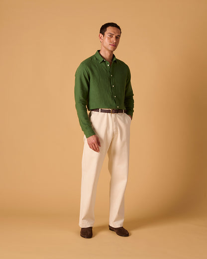 Midweight Linen Signature Shirt Grass Green