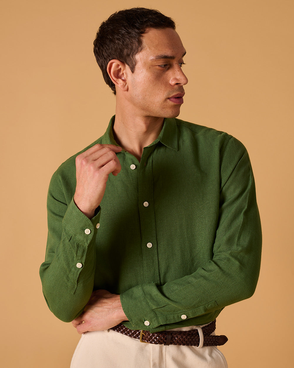 Linen Signature Shirt Grass Green