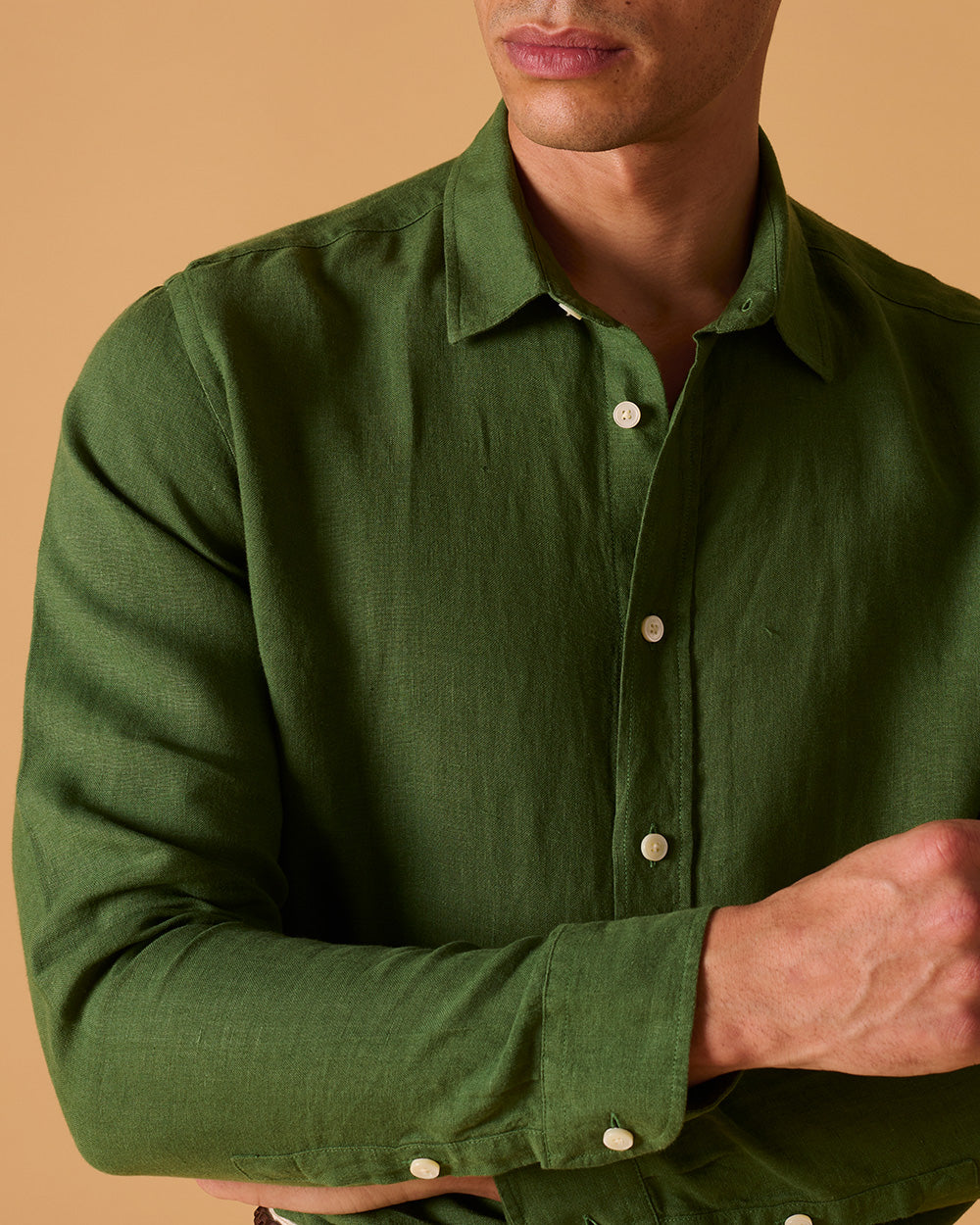 Midweight Linen Signature Shirt Grass Green