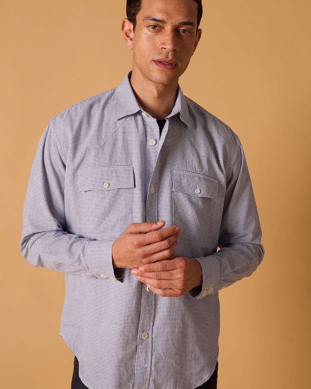 Western Shirt Classic Blue Pin Check