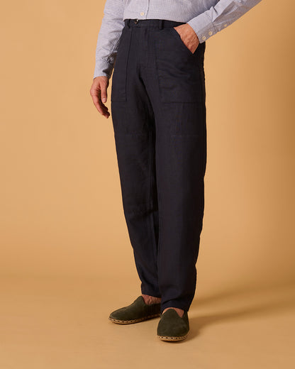 Patch Pocket Trousers Navy Blue