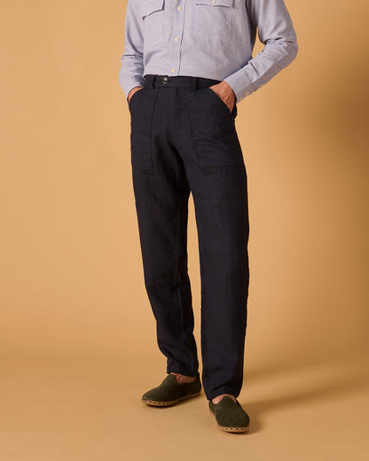 Patch Pocket Trousers Navy Blue