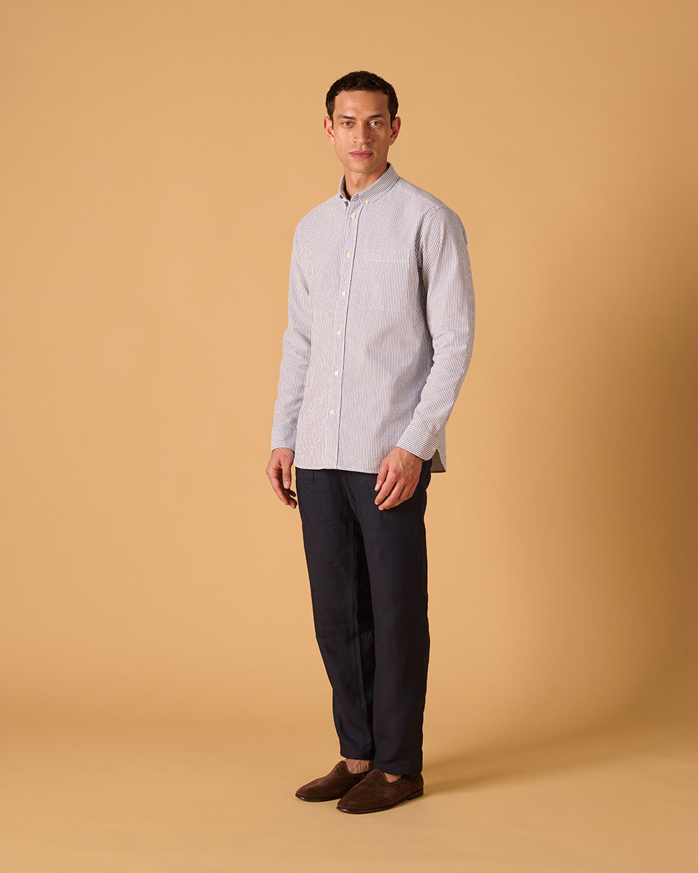 Organic Cotton Button Down Shirt Seersucker