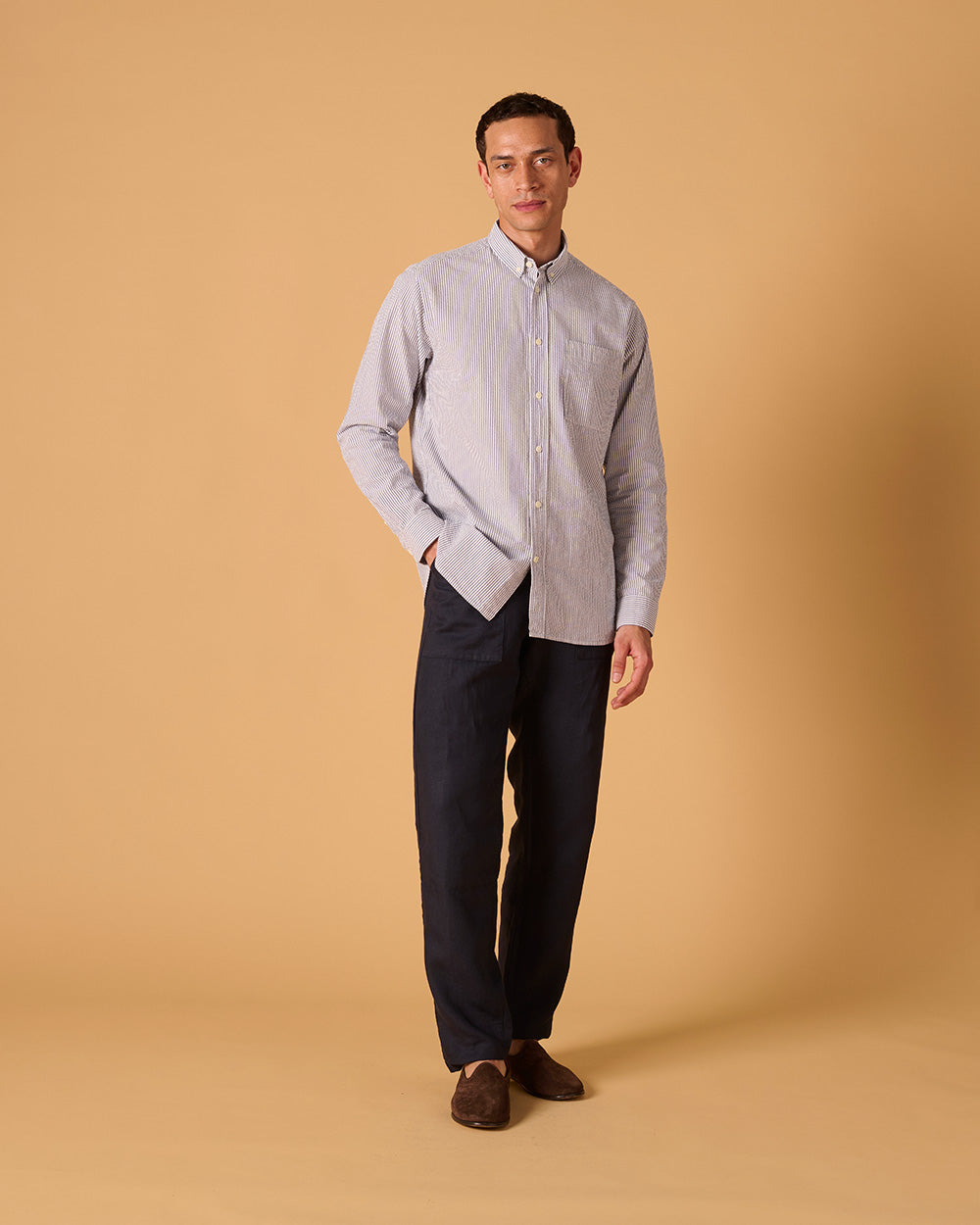 Organic Cotton Button Down Shirt Seersucker
