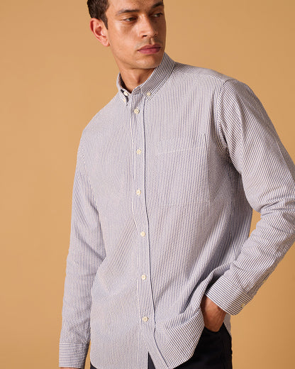 Organic Cotton Button Down Shirt Seersucker