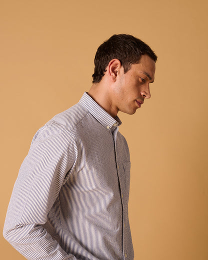 Organic Cotton Button Down Shirt Seersucker