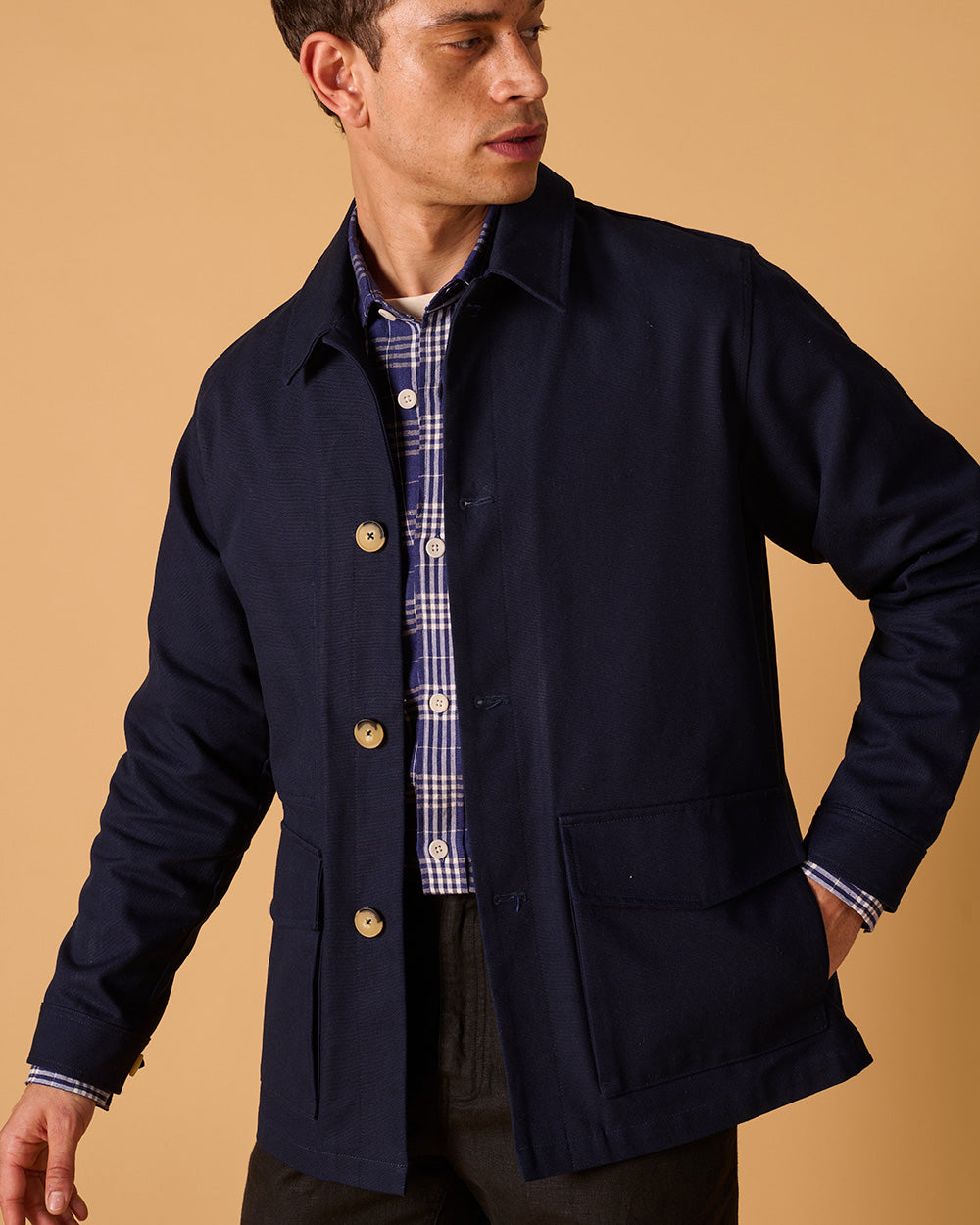 Cotton Canvas Field Jacket Navy