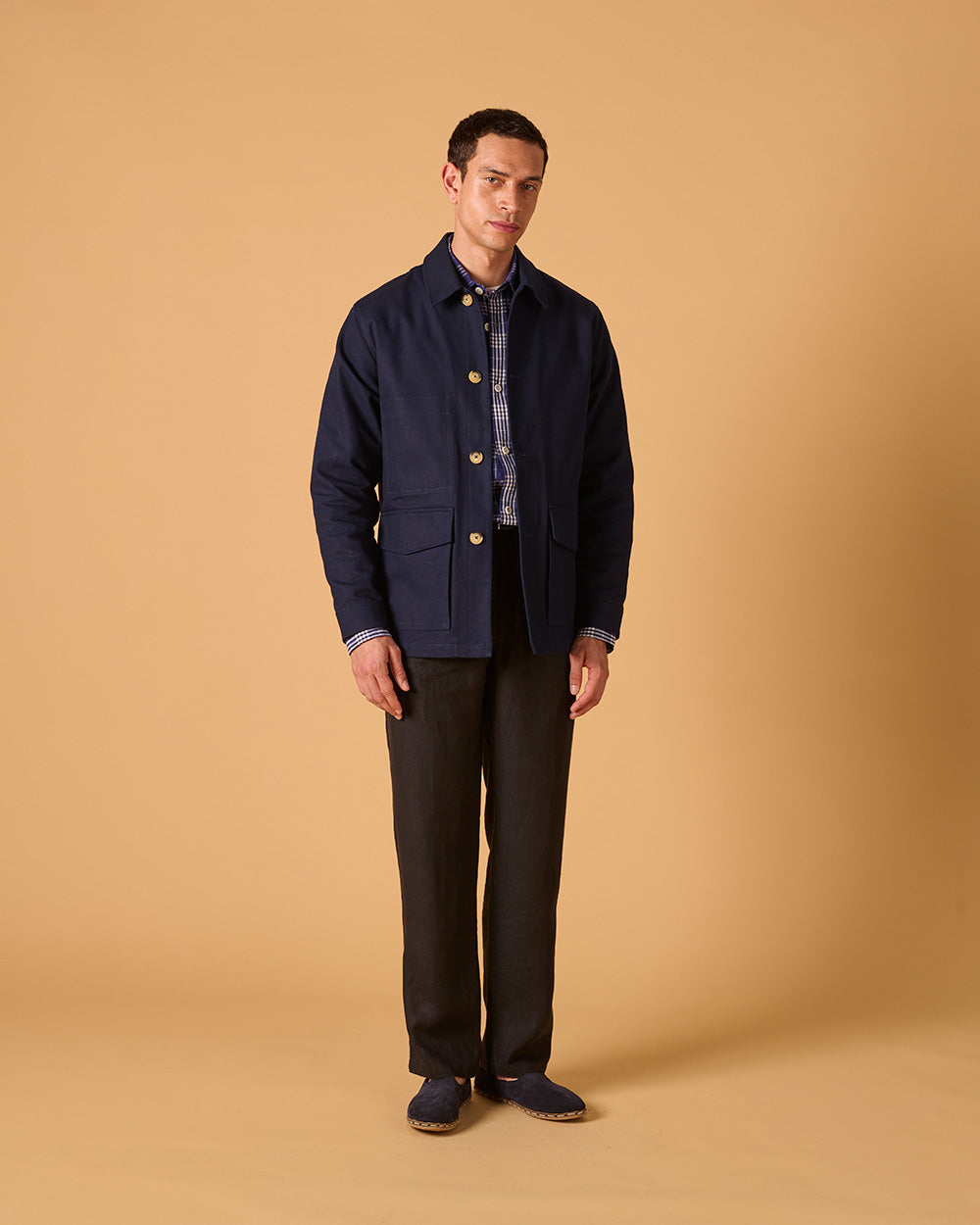 Cotton Canvas Field Jacket Navy