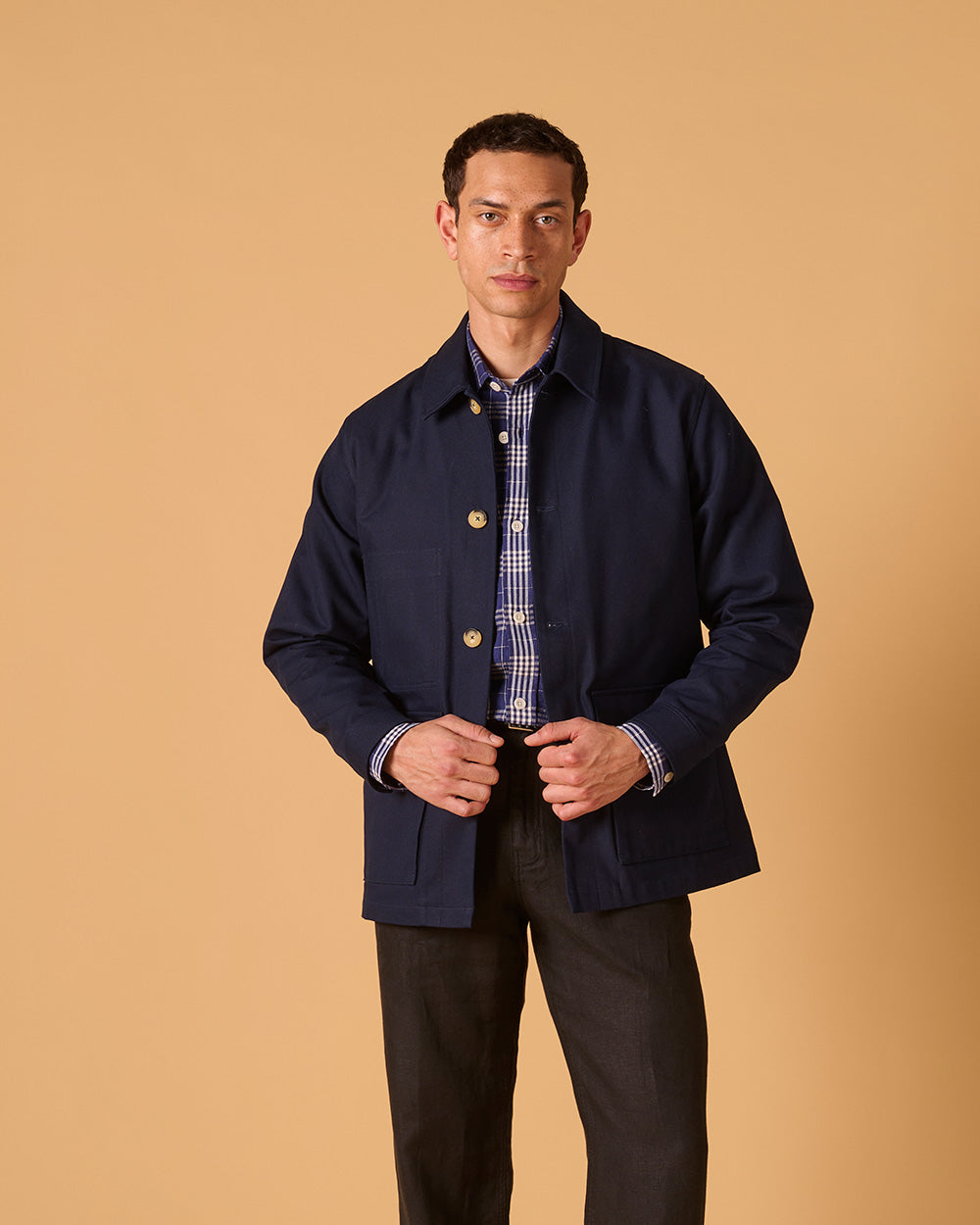 Cotton Canvas Field Jacket Navy