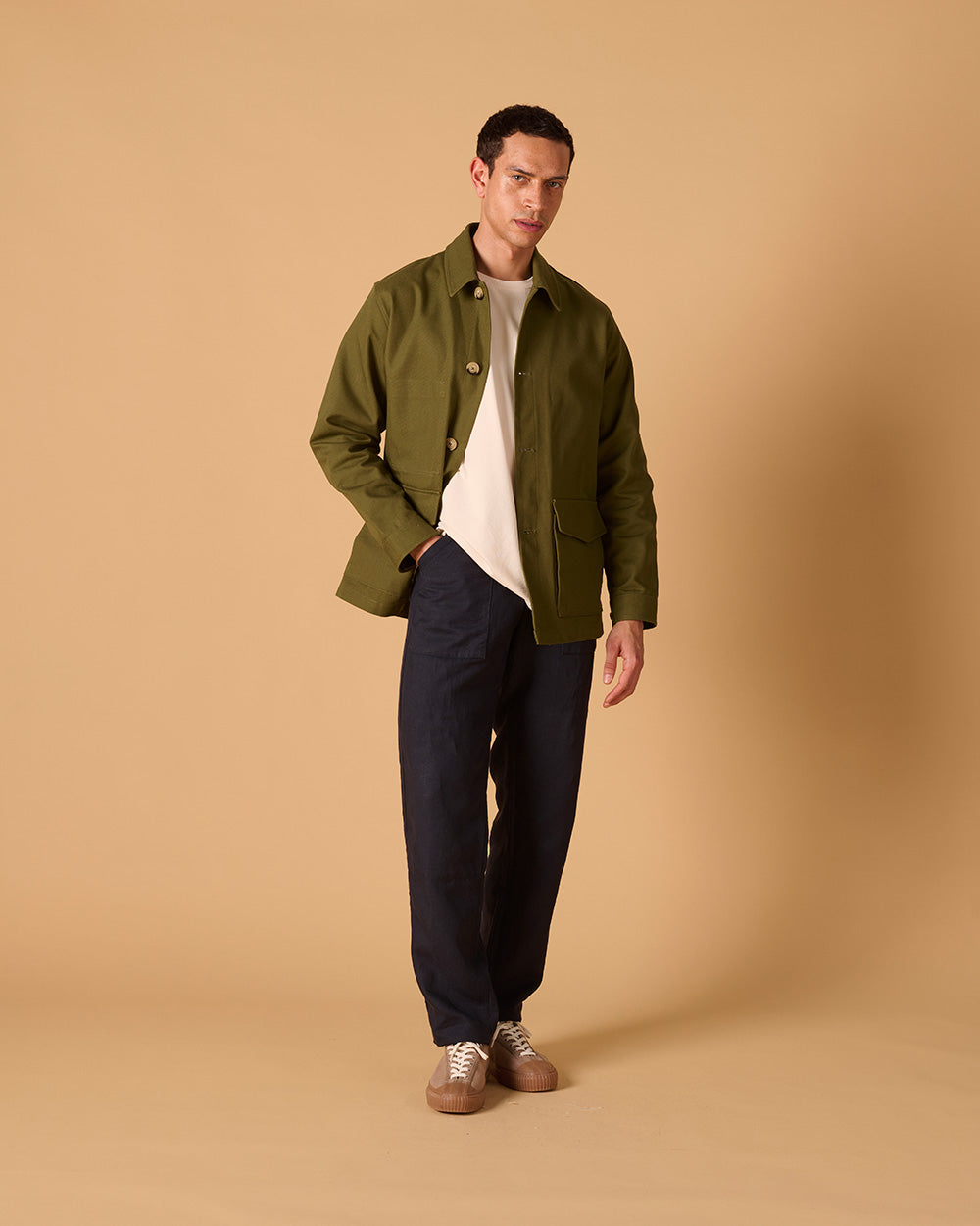 Cotton Canvas Field Jacket Army Green
