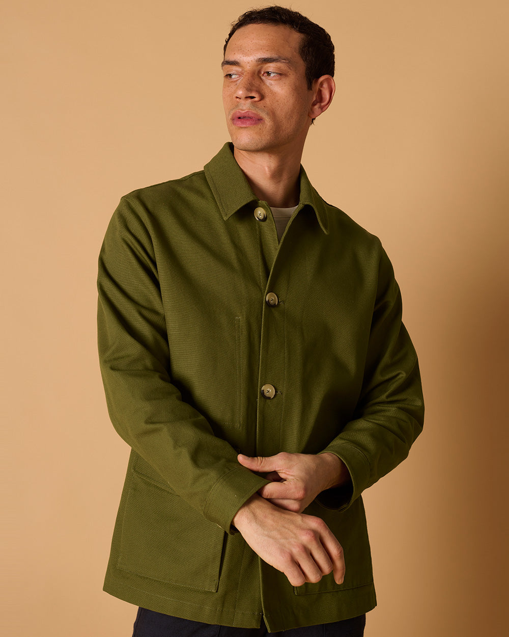 Cotton Canvas Field Jacket Army Green