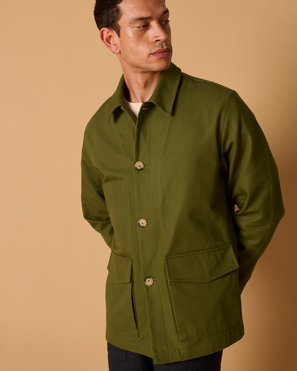 Cotton Canvas Field Jacket Army Green