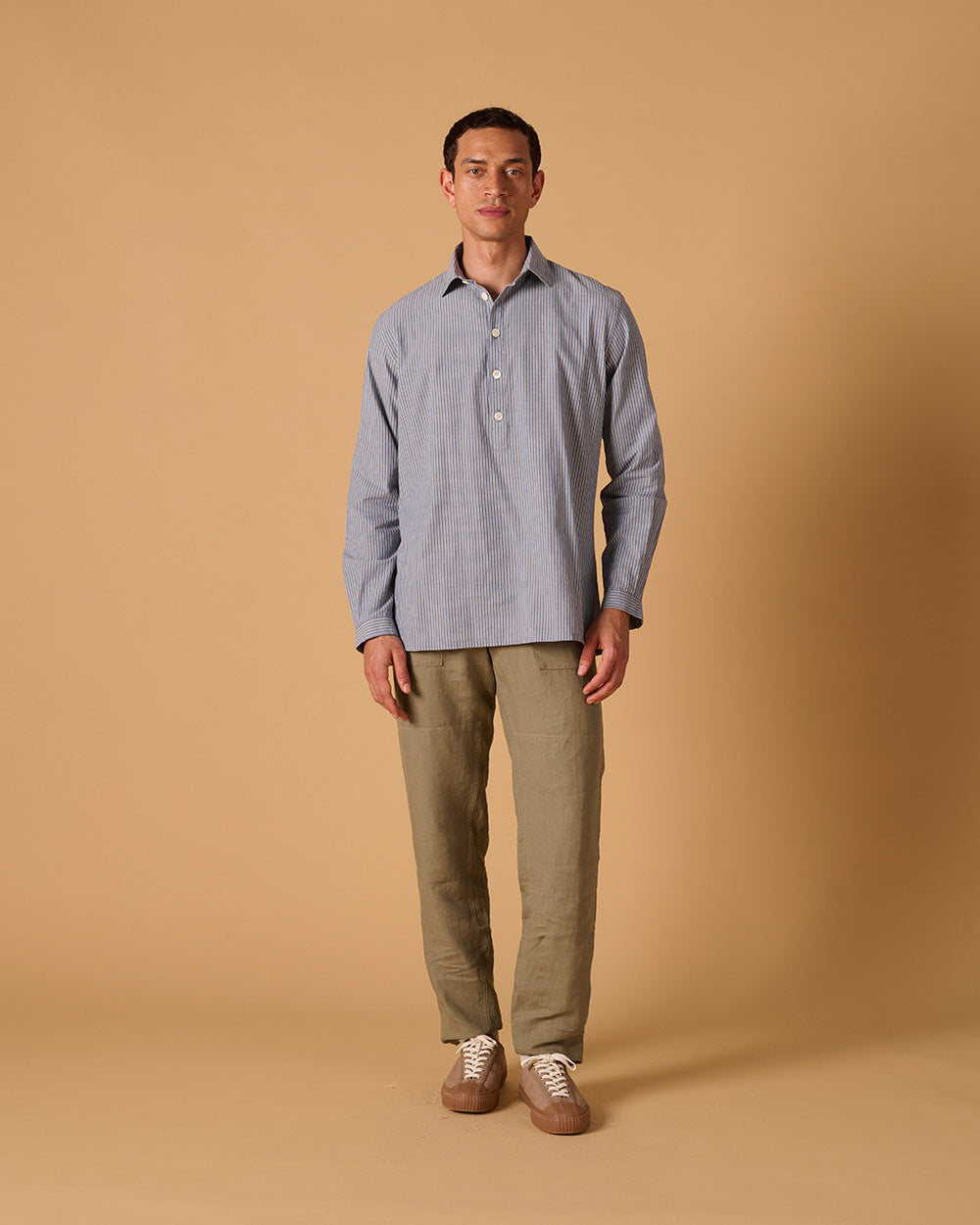 Organic Cotton Long Sleeve Smock Dobby Stripe