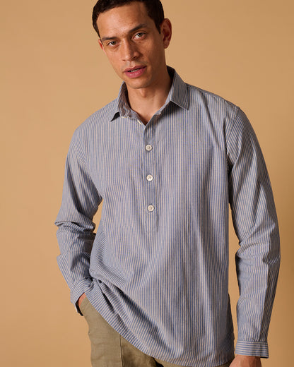 Organic Cotton Long Sleeve Smock Dobby Stripe