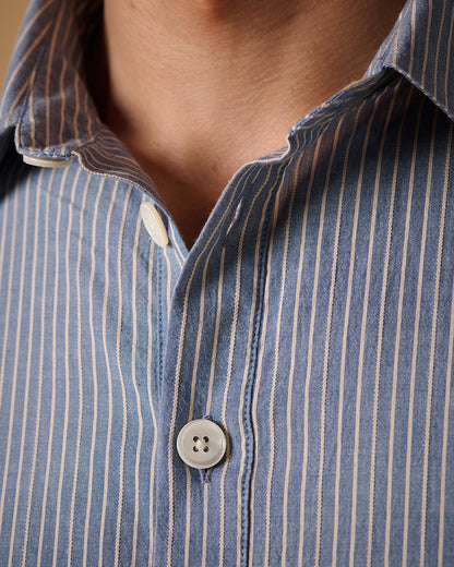 Organic Cotton Long Sleeve Smock Dobby Stripe