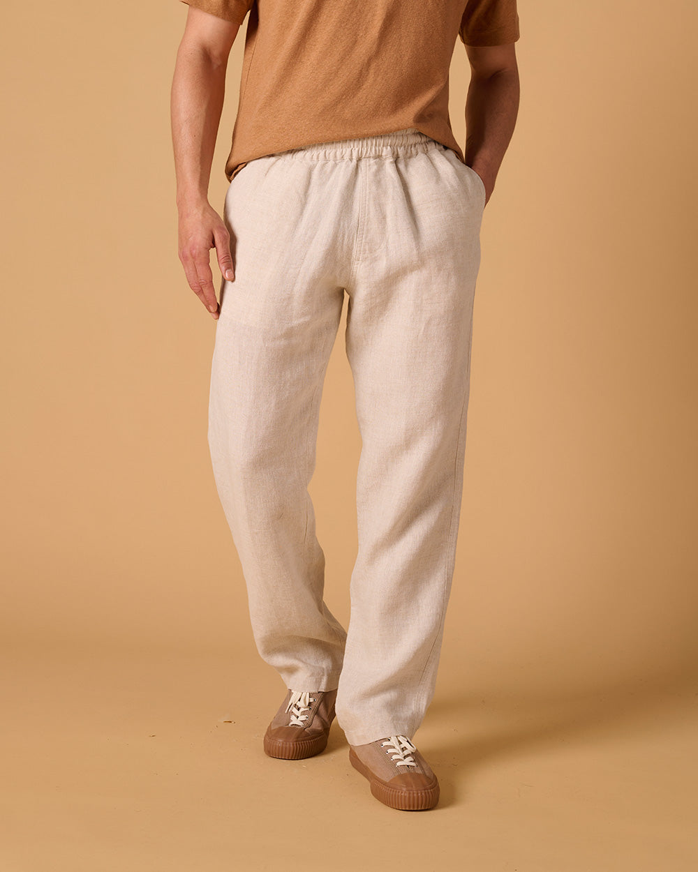 Easy Trousers Oatmeal Yarn-Dye