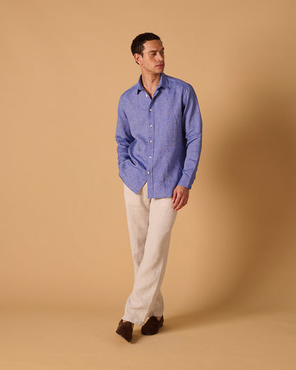 Midweight Linen Signature Shirt Chambray Blue